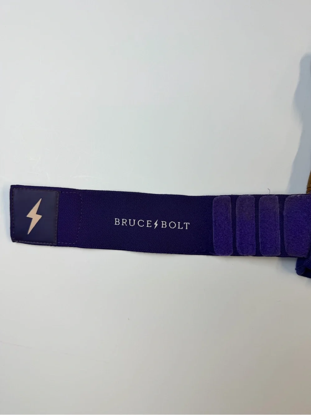 Bruce Bolt Purple and Tan Leather Gloves w/ Wrist Strap & Pink Bolt Mens Small